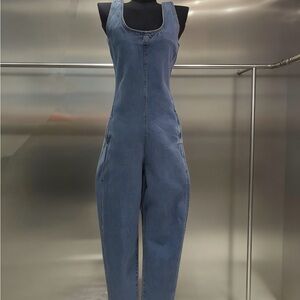 Alaia Women's Denim Blue Overalls Jumpsuit